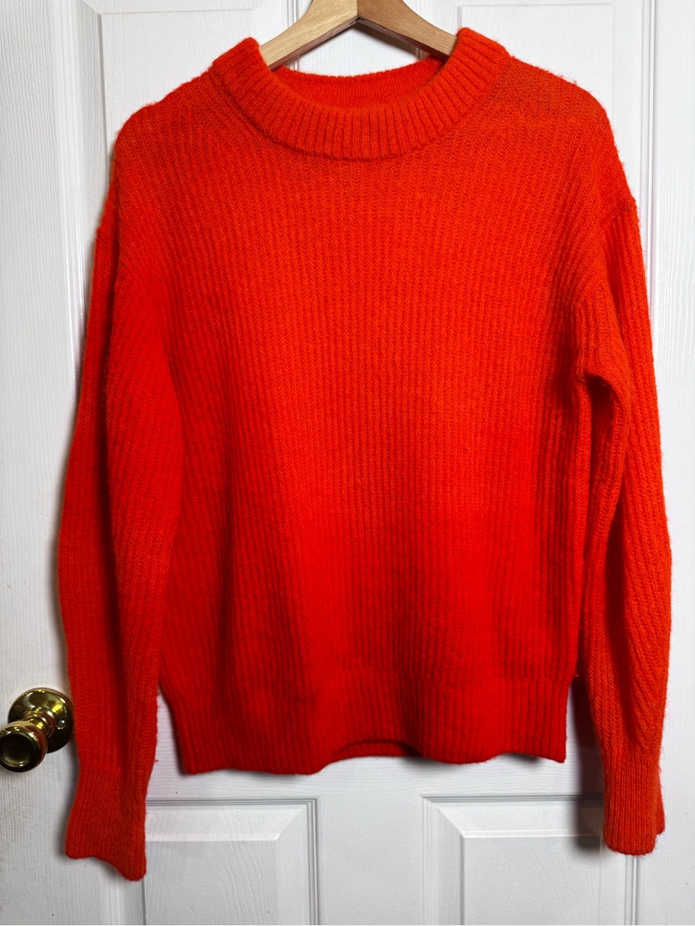 Everlane Alpaca Merino Wool Blend Crewneck Sweater Orange Red Oversized Small